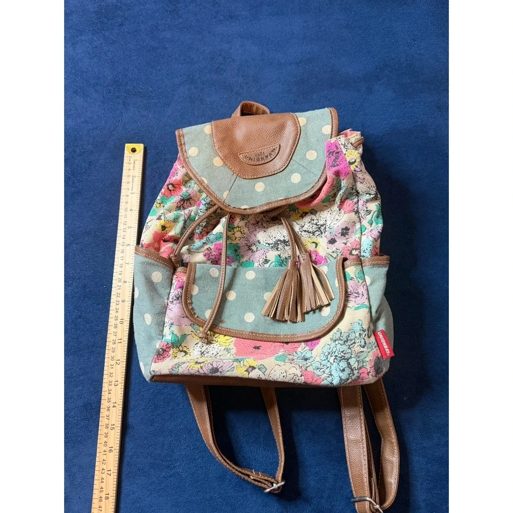 Union Bay Floral Leather & Canvas Mini Backpack Womens Multicolor